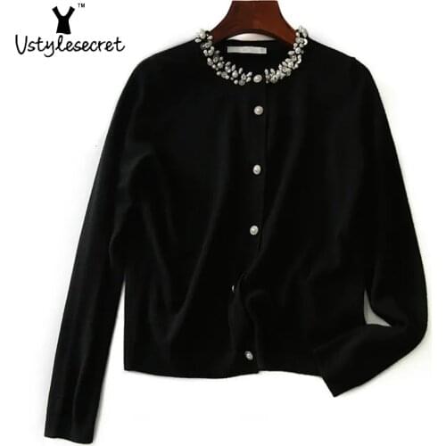 Pearls Design свитер женский Single Breast Artificial Wool Soft Autumn Cardigan Korean Style Jersey Mujer Women Clothes U10913