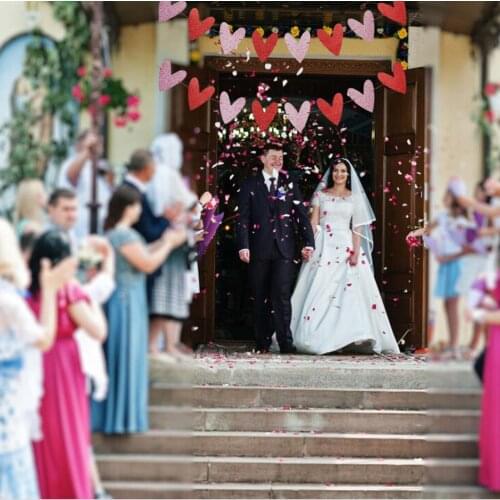 Valentines Day Party Decoration Flag Flash Pink Love Flower Decoration Love Birthday Party Wedding Decoration Bunting Banners