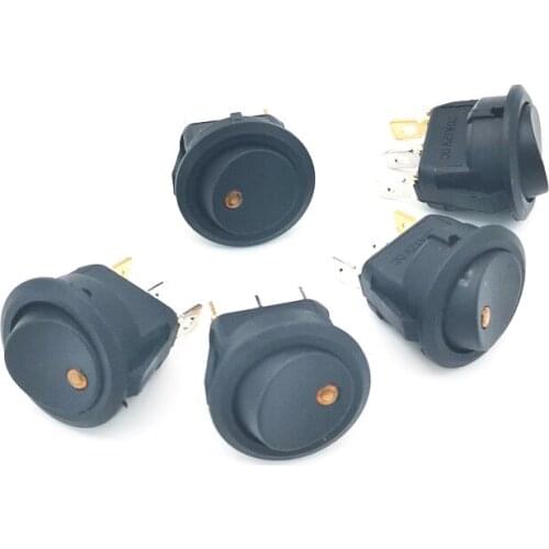 Universal 5pcs/set 3Pins Yellow Led Dot Light 12V Car Auto Boat Round Rocker ON/OFF Toggle Switch