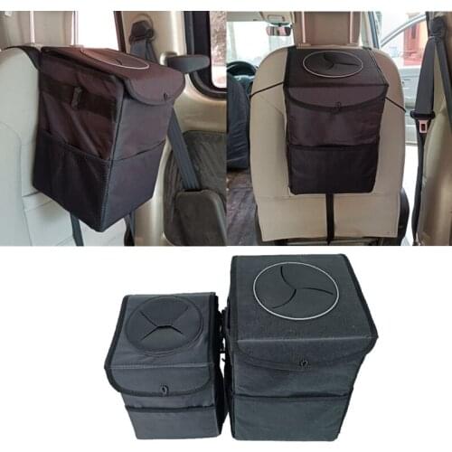 Waterproof Automobiles Trash Can Car Seat Back Hanging Garbage Bins Closeable Folding Auto Storage Boxes Cleaning Supplies