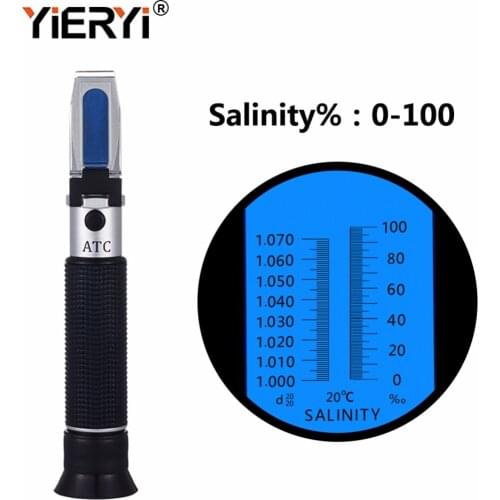 Yieryi ppt 100 Salinity Meter 0-10 Sodium Chloride Concentration Mariculture Breeding Refractometer Sea Gravimeter Aquarium