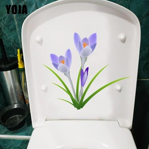 YOJA 21X18.6CM Creative Flower Plant Living Room Wall Sticker Fresh Art Bathroom Toilet Decor T1-1591