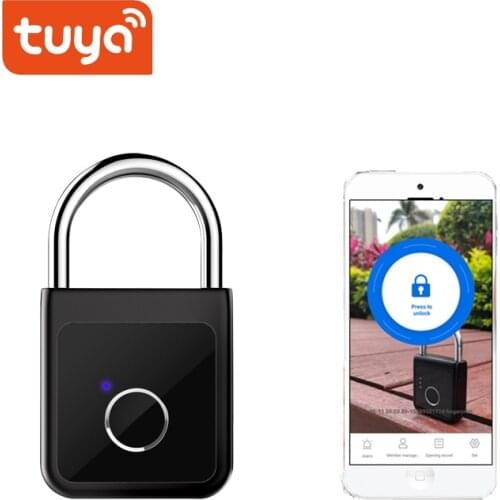 Tuya Bluetooth Lock Keyless Fingerprint Lock USB Rechargeable Door Lock Smart Padlock Smart Quick Unlock Phone unlock Tuya App