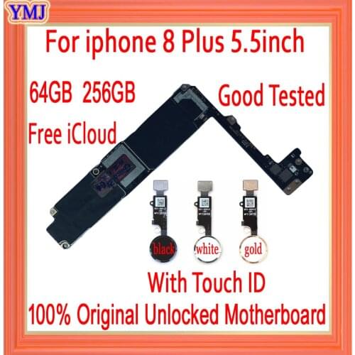 Factory Original unlock For Iphone 8 Plus 5.5inch Motherboard with/no Touch ID，With full chips 100% Tested Support IOS update