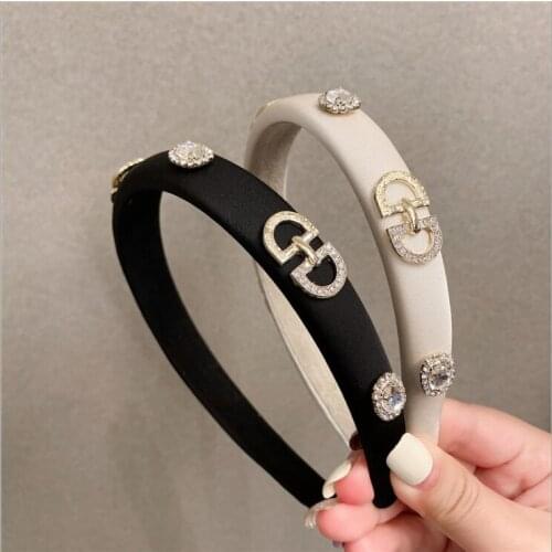 Women Sponge retro hairbands with rhinestone headbands
