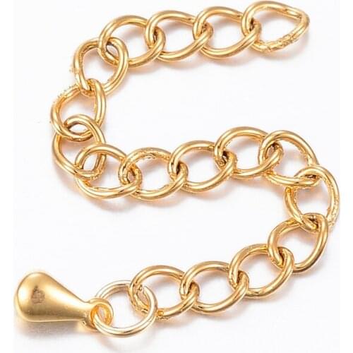 100 Strands Soldered 304 Stainless Steel Extending Chains Extension Tail Chains for Jewelry Making DIY Bracelet Necklace 55mm