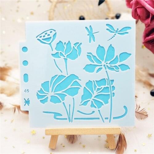 13*14CM lotus plastic mold shield DIY cake scrapbook stencils hollow Embellishments printing lace ruler Cover templat