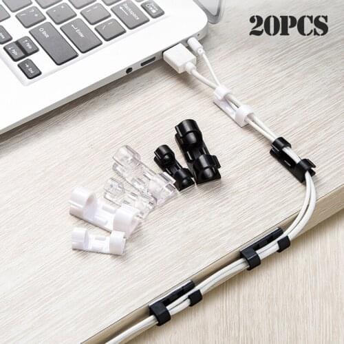 20pcs Finisher Wire Clamp Wire Organizer Cable Clip Buckle Clips Ties Fixer Fastener Holder Data Telephone Line USB Winder