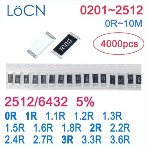 2512 J 5% 4000pcs 0R 1R 1.1R 1.2R 1.3R 1.5R 1.6R 1.8R 2R 2.2R 2.4R 2.7R 3R 3.3R 3.6R OHM High quality 6432 SMD resistor