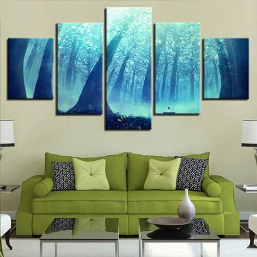 5 Pcs 5d diy diamond painting Nature Blue Forest Scenery diamond embroidery full square/round drill mosaic cross stitchZP-2614