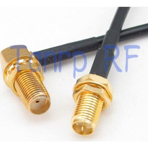 8in SMA female right angle to RP SMA female RF panel adapter connector 20CM Pigtail coaxial jumper cable RG174 extension cord