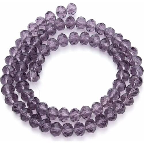 2 strand/pack 4/6/8mm Purple Glass Beads Faceted Bicone Crystal Rondelle Beads For DIY Necklace Bracelet Jewelry Making Findings
