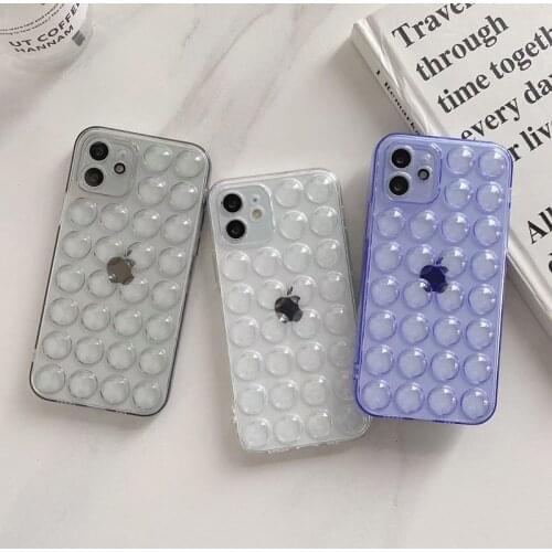 Relief Stress Pop Bubble Fidget Toys Phone Case For iPhone 11 12 Pro X XR XS Max 7 8 Plus SE 2 Soft Shockproof Clear Cover Capas