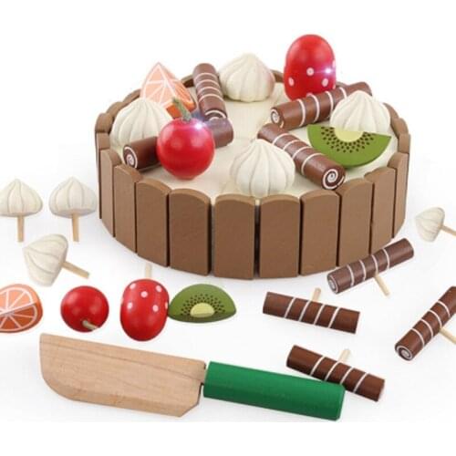Wooden Baby Kitchen Toys Pretend Play Cutting Cake Play Food Kids Toys Wooden Fruit Cooking Birthday Gifts Interests Toy