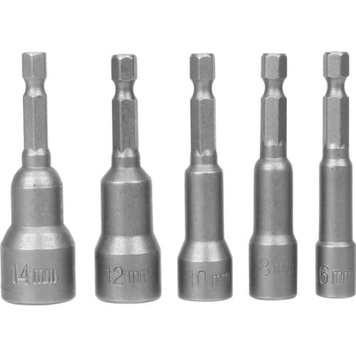 DIYWORK Hex Socket Sleeve Nozzles Wind Approved Sleeve Electric Drill Bit Adapter 6/8/10/12/14MM Nut Driver Set Strong Magnetic