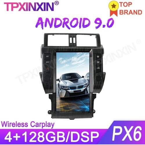 For TOYOTA LAND CRUISER Prado 150 2014-2017 Tesla Style Android 9.0 PX6 Car GPS Navigation Headunit Multimedia Player Auto Radio