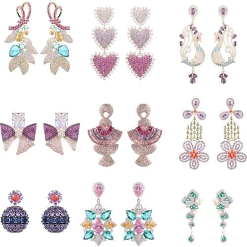 Europe and America Luxury Brand Earrings for Ladies Micro Pave Cubic Zirconia Temperament Long Tassel Earrings Fashion Jewellery