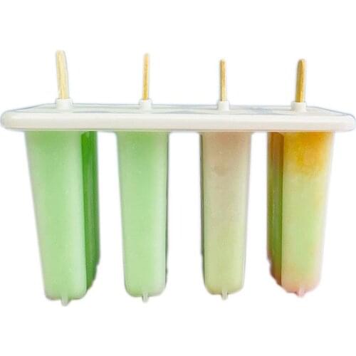 DIY Ice Cream Mold 4 Cavity Popsicle Mold Set Reusable Ice Cube Tray With Stick And Lid Homemade Ice Cream Tool Accessories