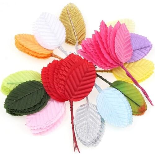 30pcs Silk Nylon Leaf-shaped Leaves Artificial Flower For Fake Flower Wedding Ornament DIY Wreath Gift Home Decoration Craft