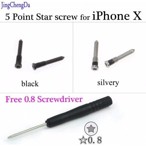 JCD 10 pcs Silvery black Torx Five Pointed Star Screw Pentacle Dock Bottom Connector Back Bolt For Apple for iPhone X