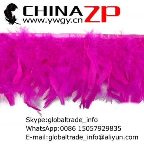 Leading Supplier CHINAZP Factory Wholesale 10yards/lot Top Quality Dyed Hot Pink Turkey Chandelle Feather Trim