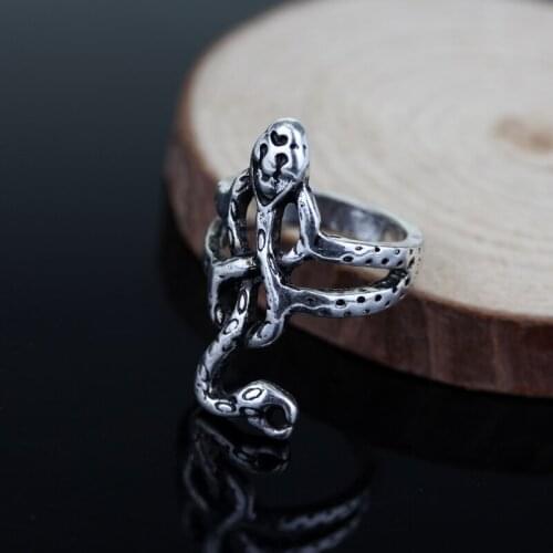 Fashion Retro Exaggerated Spirit Snake Ring Personality Punk Wind Snake-Shaped Nightclub Ring Student Trend Jewelry Gift