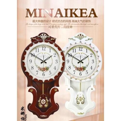 Fashion Large living room wall clock modern fashion swing quartz watches and clocks antique rustic wall clock mute