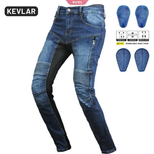 Mens Motorcycle Pants Hide Breathable Mesh Jeans Stretch Pants with Adjustable Protective Gear