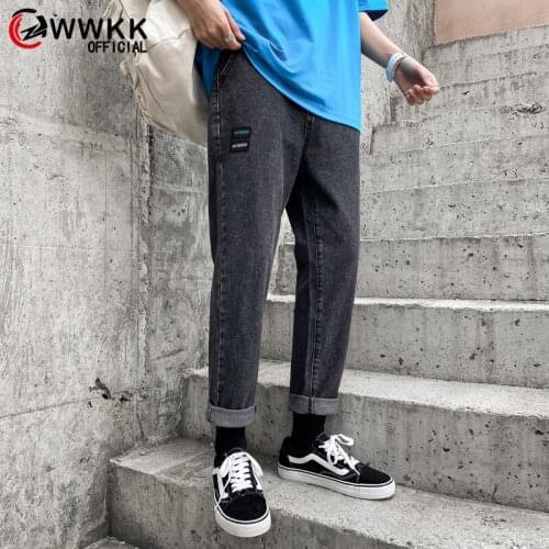 2020 New Korean Jogging Street Sports Mens Jeans For Hombre Mens Blue black Nine Pants Casual Cotton Soft Large Size Jeans Men