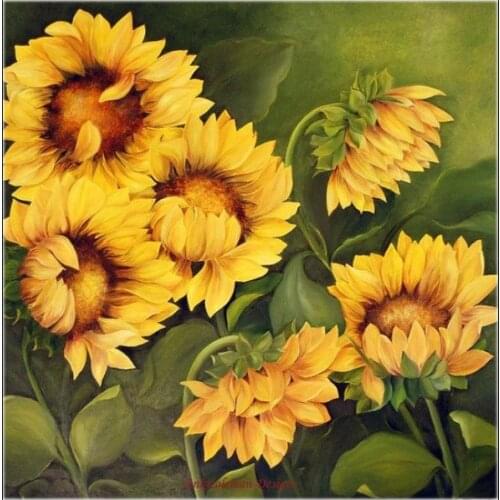 Embroidery Counted Cross Stitch Kits Needlework - Crafts 14 ct DMC Color DIY Arts Handmade Home Decor - Sunflowers 3