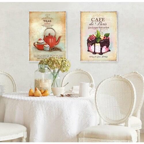 Nordic Poster Vintage Modern Minimalist Coffee Dessert Canvas Painting Abstract Kitchen Wall Pictures Aesthetic Room Decor