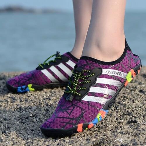 New Women Water Sneakers Barefoot Five Finger Shoes For Women Beach Shoes Outdoor Breathable Hiking Sport Shoes Quick Dry Purple
