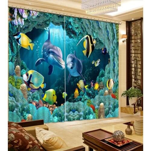 Ocean curtains dolphin curtains 3D Curtain Luxury Blackout Window Curtain Living Room