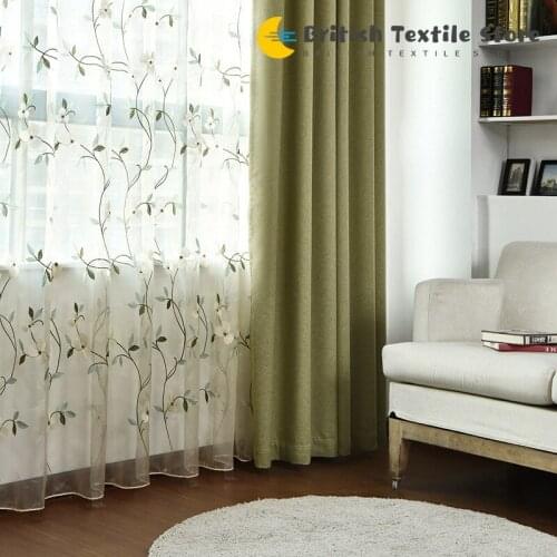 American Country Pastoral Style Embroidered Flower Curtains Bay Window High-end Curtains Curtains for Living Dining Room Bedroom