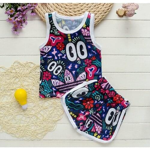 Baby Boys Sports Clothes Suit Summer New Childrens Clothing Sets Leisure Sleeveless T-shirt 2pcs Kids Girls Vest + Shorts Set