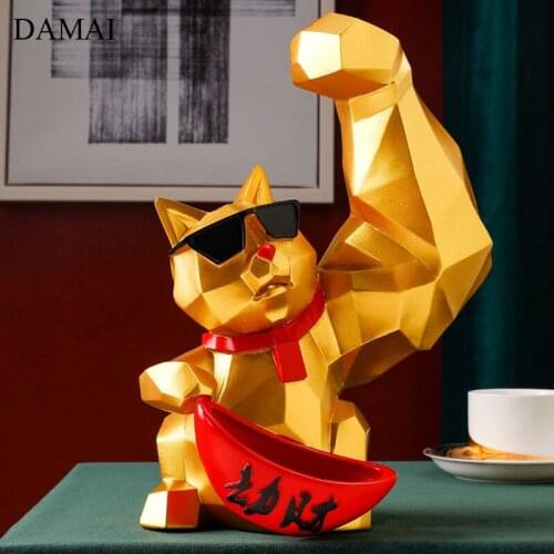 Lucky Cat Resin Figurine Funny Home Decor Candy Snacks Storage Trays Decorative Ornaments Living Room Decoration Accessories