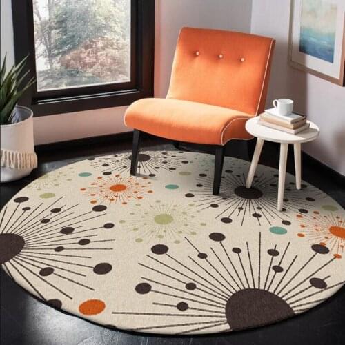 Stylish Modern Orange-brown Dot Art Abstract Ray Circular Living Room Bedroom Non-slip Mat CarpetCustom Size