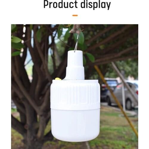 LED Rechargeable Emergency Solar Bulb Durable Portable USB Lamp Battery Display Design Household Water Resistance Night Camping