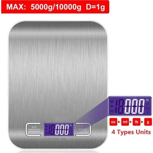 10/5Kg Kitchen Scale Weight Electronics Stainless Steel Food Bascula Cocina Balance Cuisine Measuring LCD Digital Gram Scales