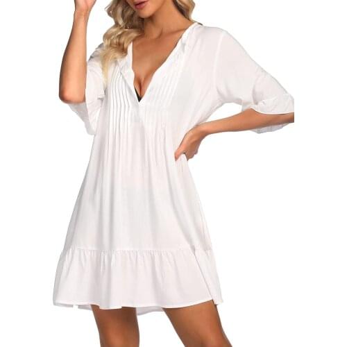 Summer Women Casual White Dress Plus Size Short Sleeve V Neck Elegant Dresses For Women Clothing Vestidos Mujer Verano 2021