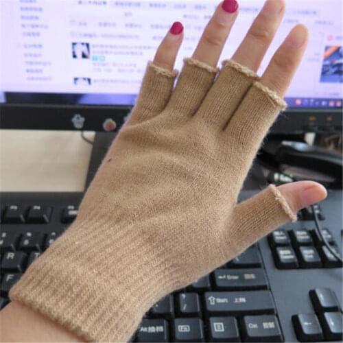 5 Pairs/Pack Wool Blend Winter Men Women Gloves Knitted Stretch Elastic Half Finger Gloves Wrist Warmer Winter Mittens