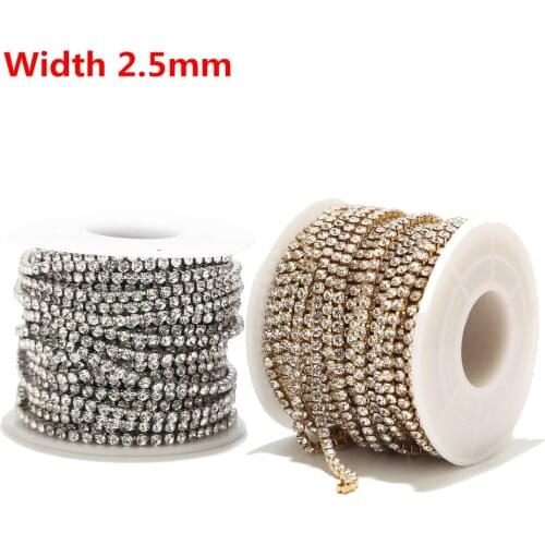 Stainless Steel Gold Shiny Nail Rhinestone Chain Close/Sparse Chain Ornament Nail Art Decorations DIY Jewelry Making Accessories