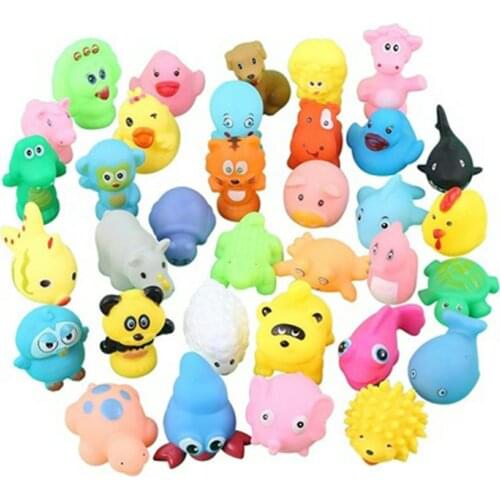 10 Pcs/set Baby Cute Animals Bath Toy Swimming Water Toys Soft Rubber Float Squeeze Sound Kids Wash Play Funny Gift