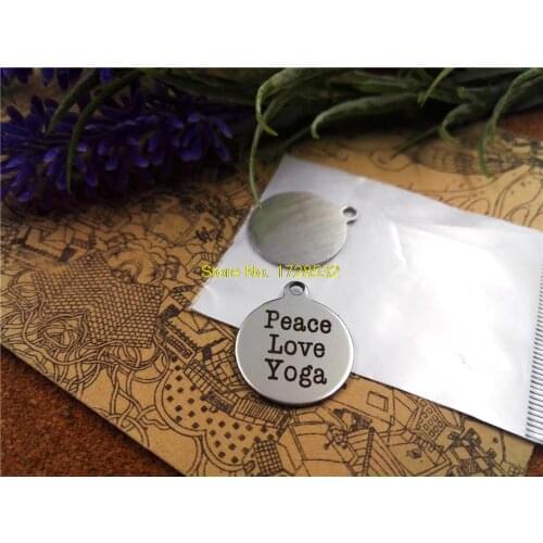 10pcs-stainless steel Charms "peace love yoga " DIY Charms Pendants for necklace/bracelet/keychain DIY jewelry