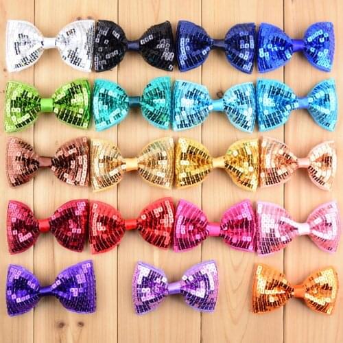 19pcs/lot 19color U Pick 8.5cm Embroidered Sequin Bows Glitter Boutique Hair Bow Knot DIY Girls Garment Accessories HDJ29