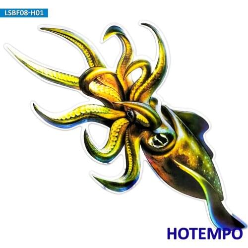 20cm 7.87inch Laser Dazzling Giant Squid Architeuthis Big Size Outdoor Stickers for Laptop Luggage Car Fashion Inkfish Stickers