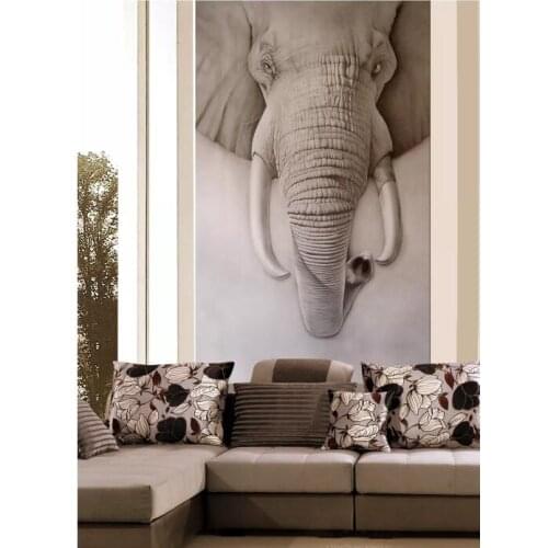 3D Door Mural Embossed Elephant Door Sticker Wall Print Deco Wall Mural Photo Wall Stickers self adhesive door wrap