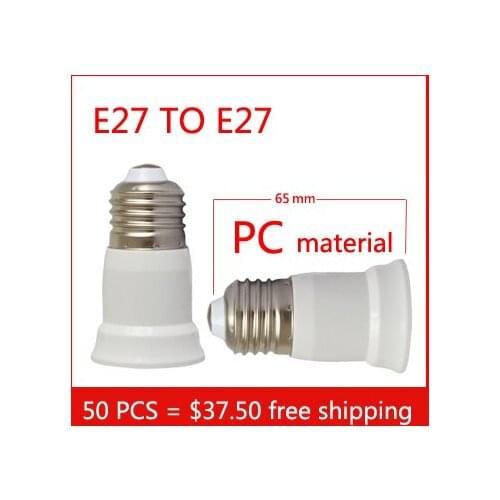 50pcs e27 to e27 adapter High quality PC material fireproof material socket adapter