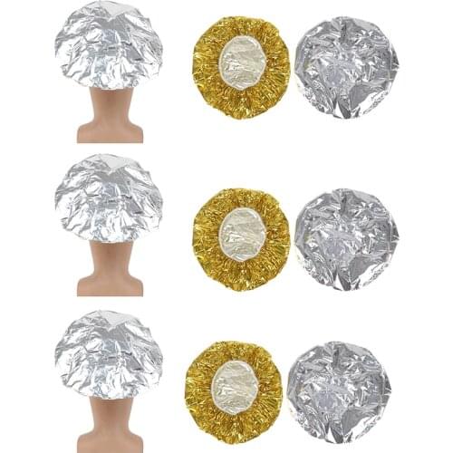 6Pcs Bathing Cap Aluminum Foil Heat Insulation Hairdressing Cap Hair Dyeing Cap Elastic Bathing Cap