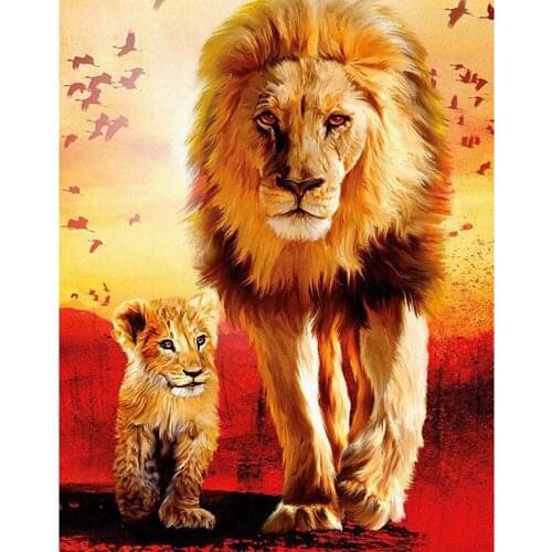 5D DIY diamond painting Big and small lion Full square/round Embroidery Pattern Cross stitch kits mosaic wall stickers